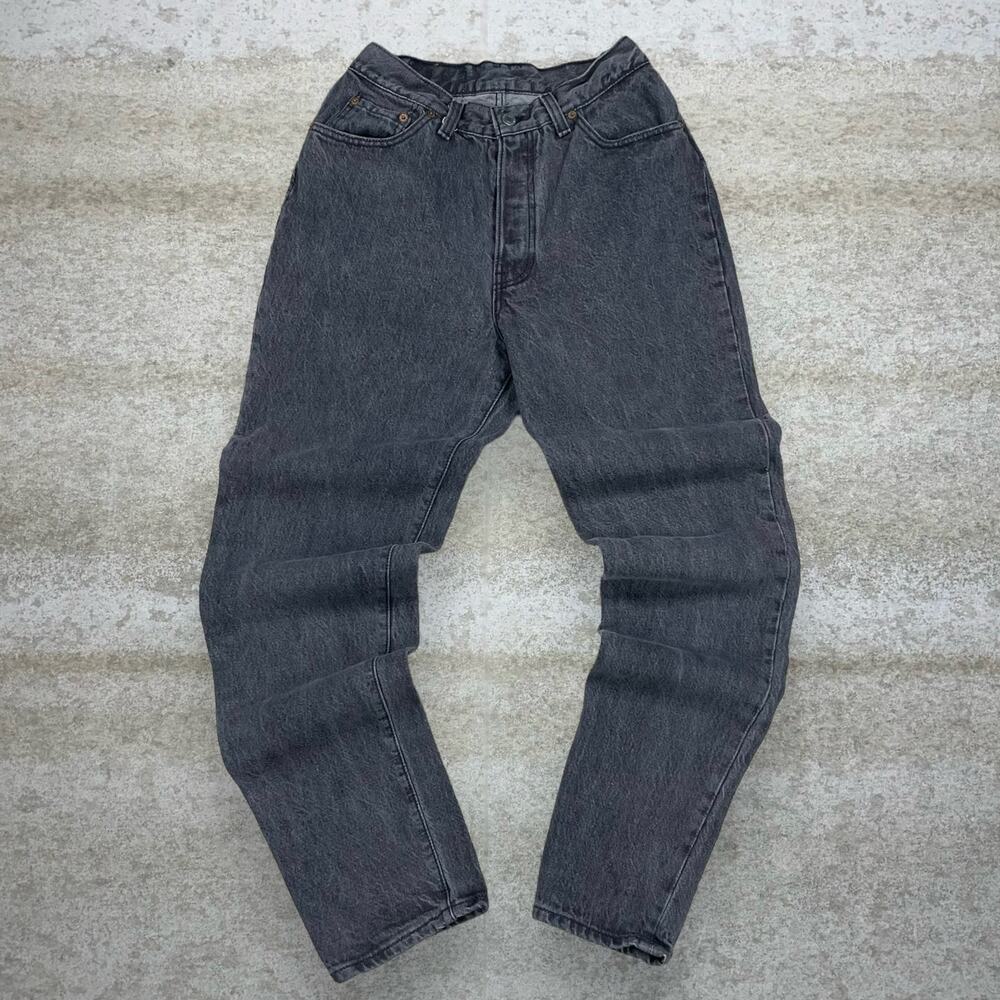 Vintage 80s Levis Jeans 501 28x30 Straight Fit Black Wash Made in USA Button Fly - Picture 2 of 6